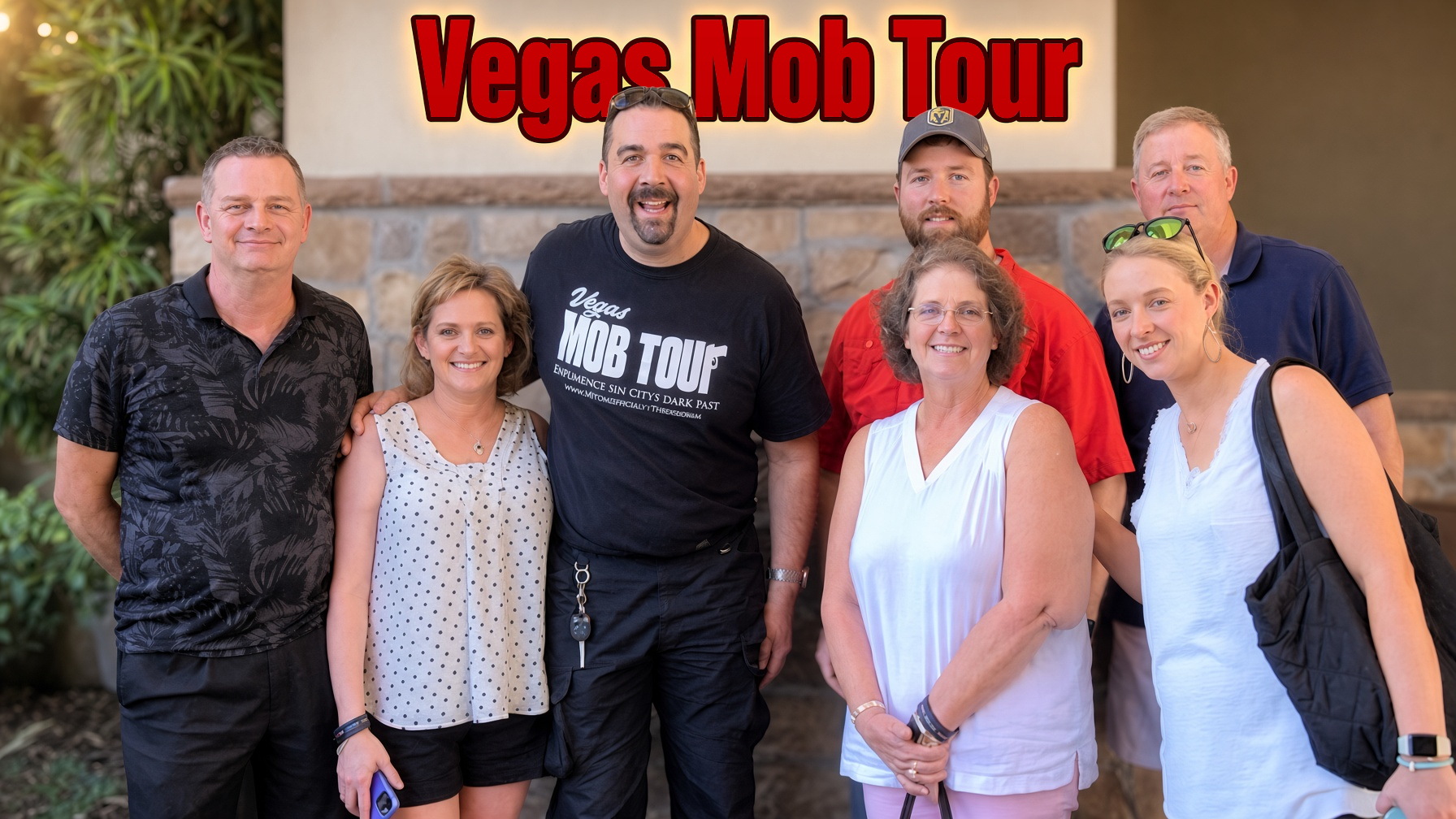 Vegas Mob Tour guide with a group of guests